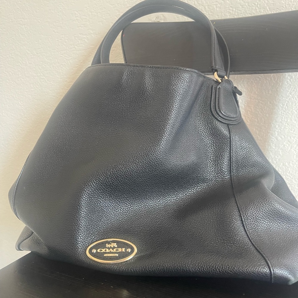 Coach Black Pebbled Leather Hobo with Gold Hardware